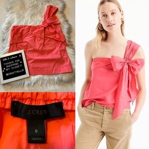 NWT J. Crew Pink One-Shoulder Bow Top | Women’s 8